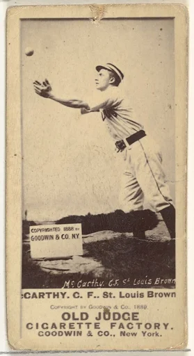 Tommy McCarthy, Center Field, St. Louis Browns, from the Old Judge series (N172) for Old Judge Cigarettes