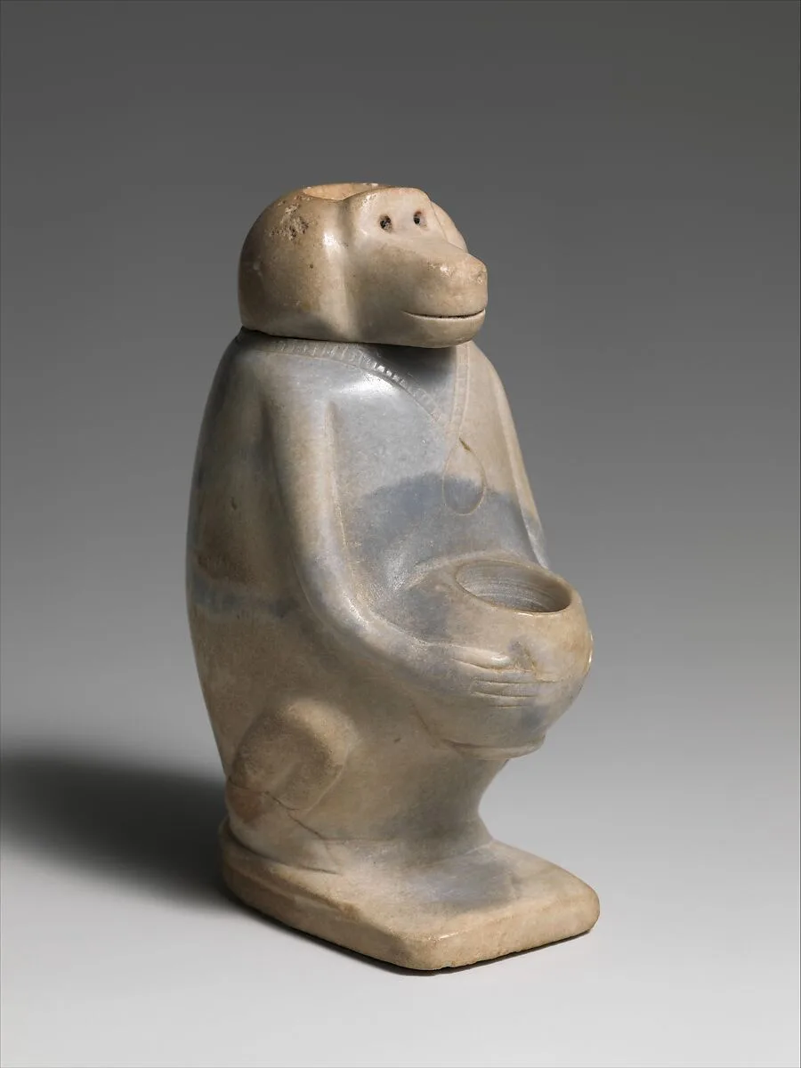 Ointment jar in the shape of a baboon — Unknown