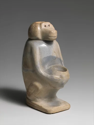 Ointment jar in the shape of a baboon