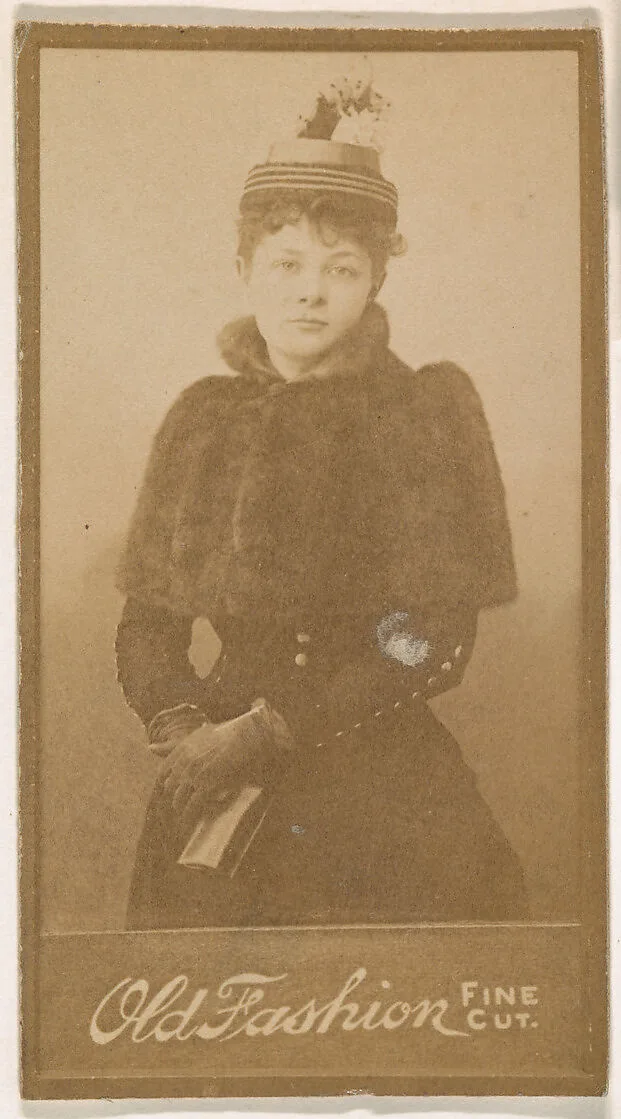 Actress wearing striped hat, from the Actresses series (N664) promoting Old Fashion Fine Cut Tobacco — Unknown