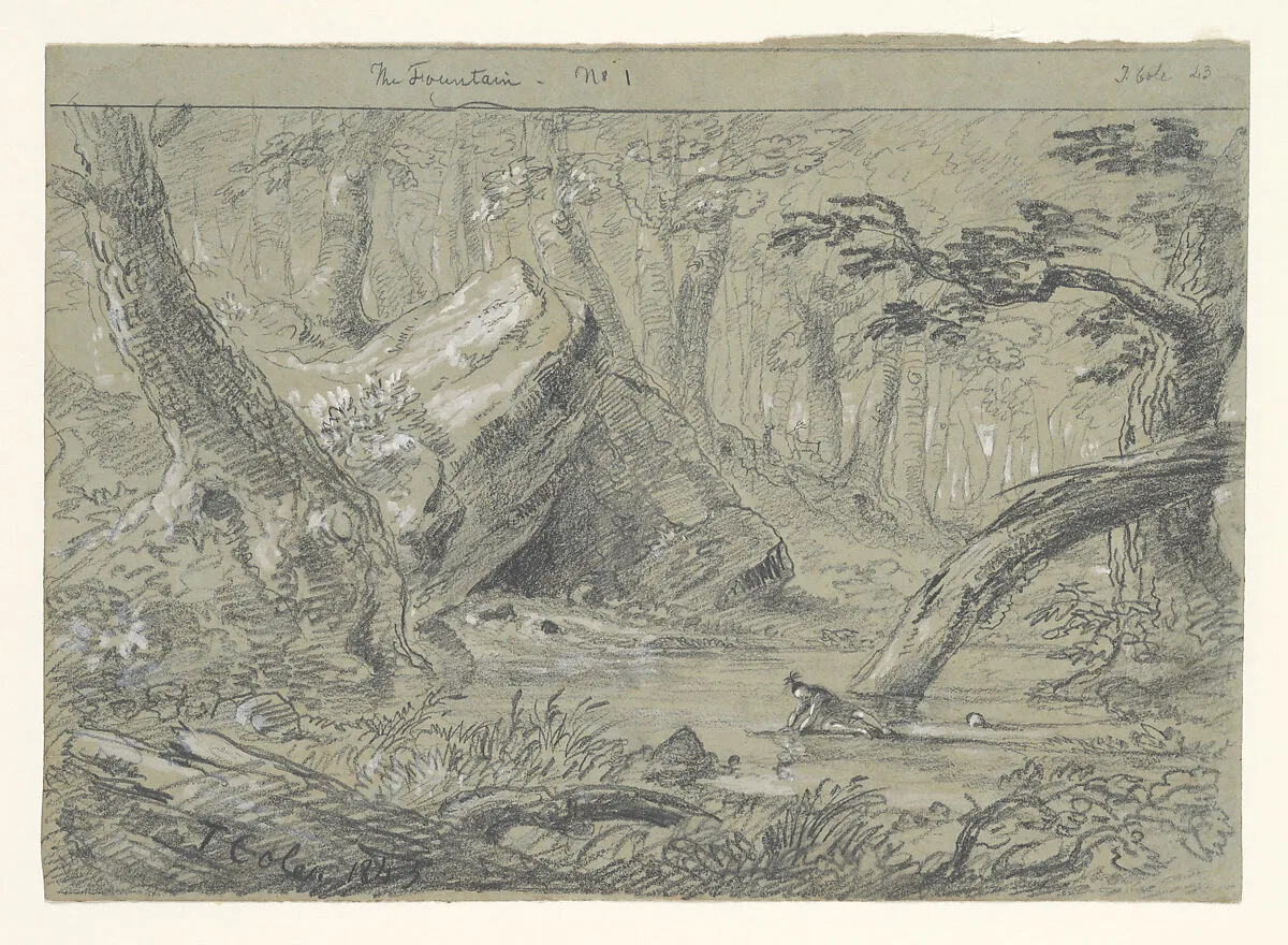 The Fountain, No. 1: The Wounded Indian Slaking His Death Thirst — Thomas Cole