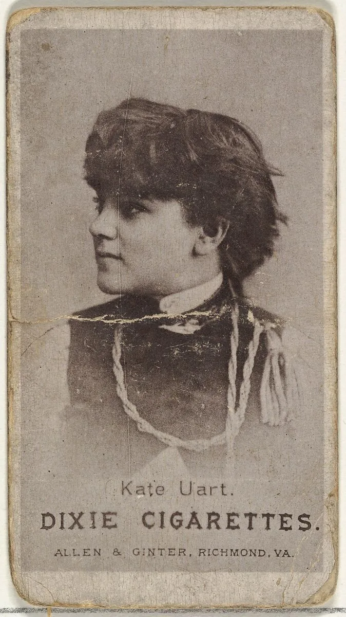 Kate Uart, from the Actresses series (N67) promoting Dixie Cigarettes for Allen & Ginter brand tobacco products — Allen & Ginter