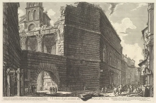 Veduta degli avanzi del Foro di Nerva, l'arcade et la muraille (The Forum of Augustus [erroneously called the Forum of Nerva])
