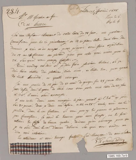 Letter with textile samples