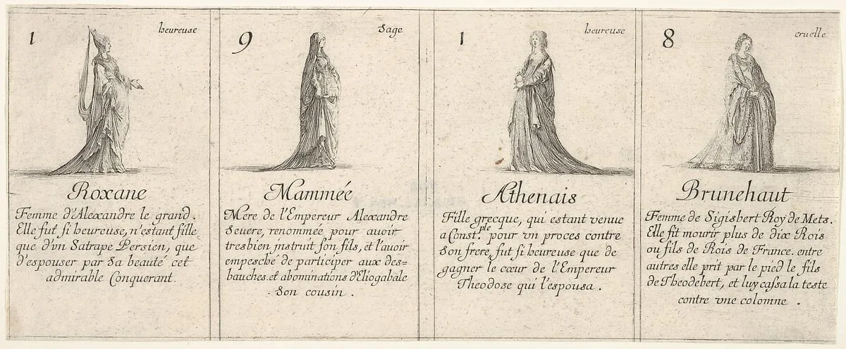 Roxane, Mammée, Athenais, and Brunehaut, from 'The game of queens' (Le jeu des Reines renommées) — Stefano della Bella
