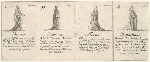 Roxane, Mammée, Athenais, and Brunehaut, from 'The game of queens' (Le jeu des Reines renommées)