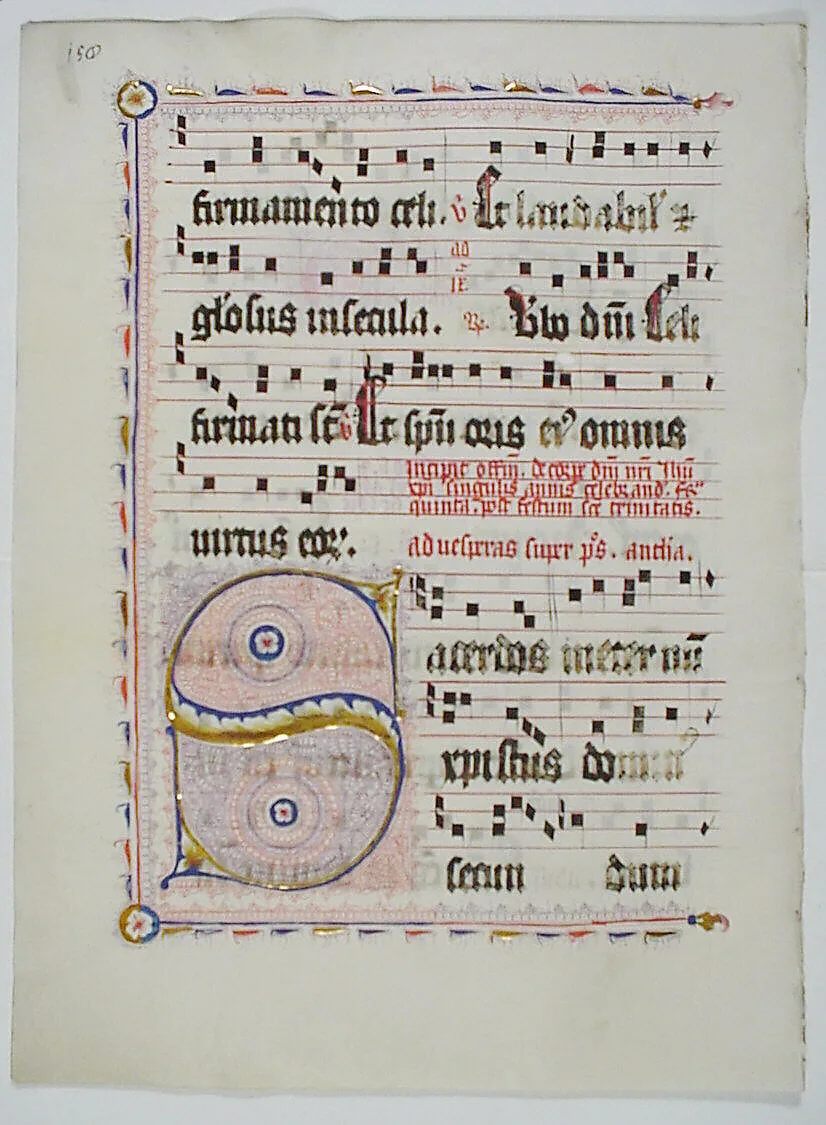 Manuscript Leaf with Initial S, from an Antiphonary — Unknown