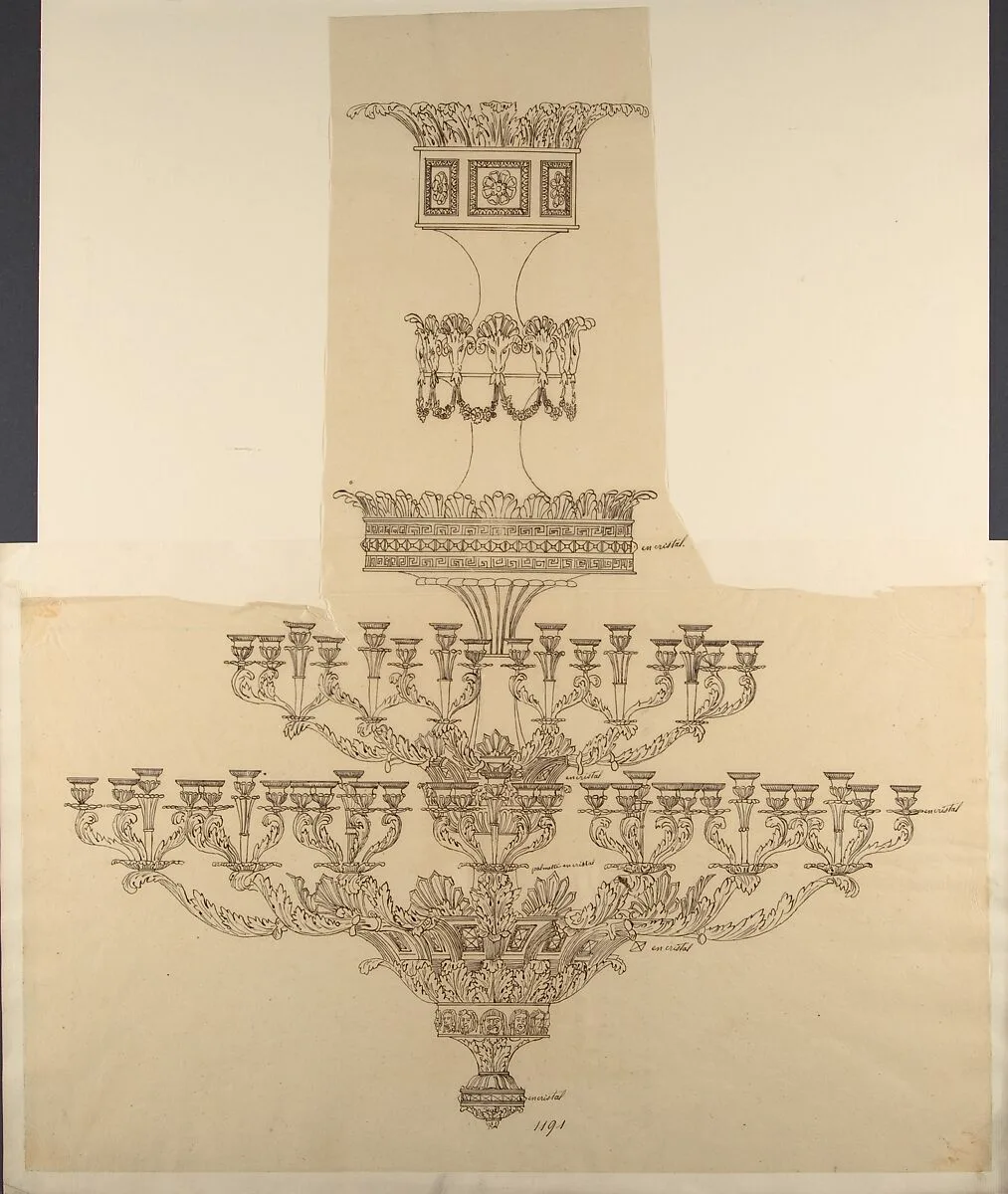 Elaborate Design for a Chandelier — Anonymous, French, 19th century