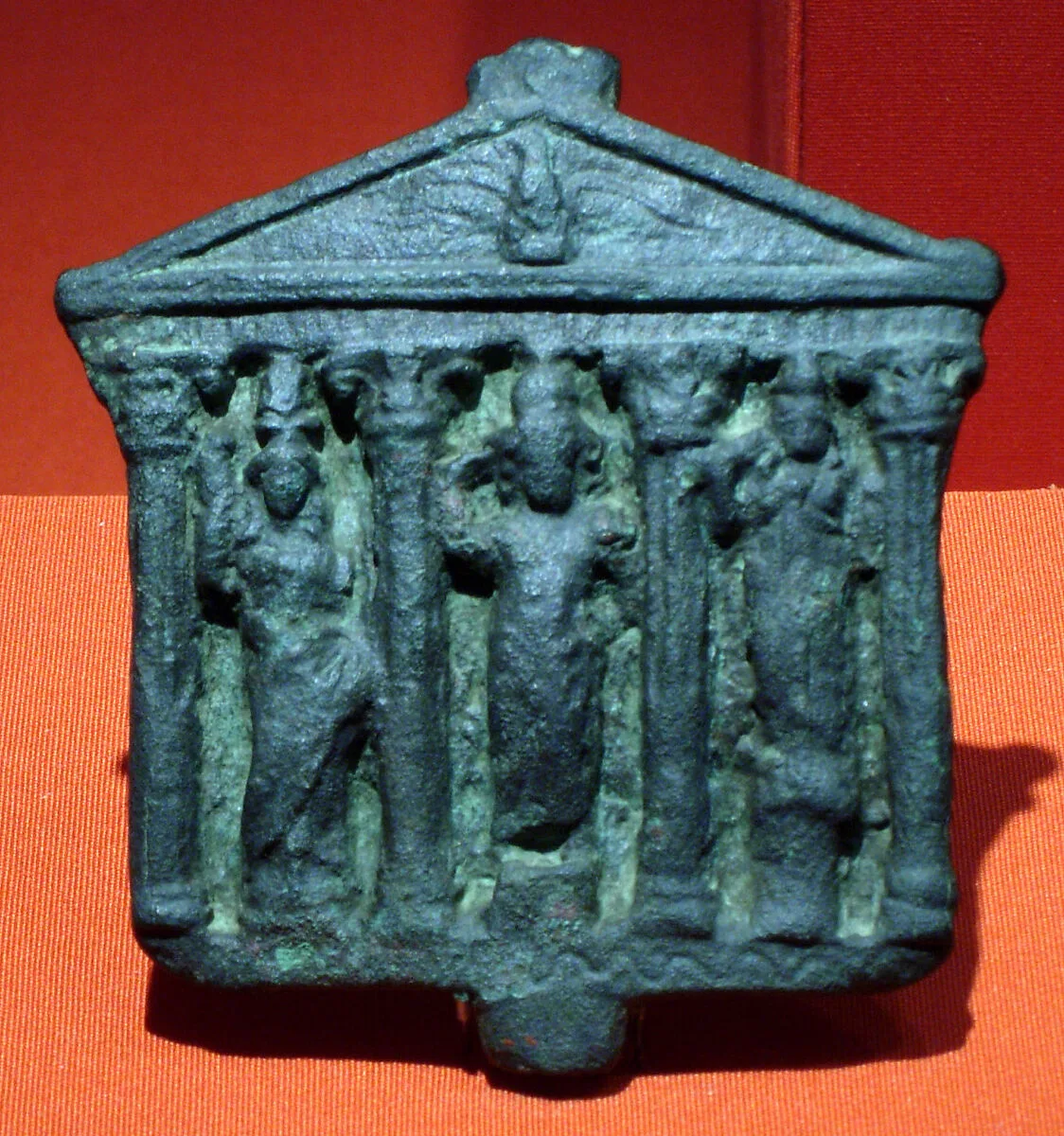 Plaque representing a Greco-Roman type temple with Corinthian columns — Unknown