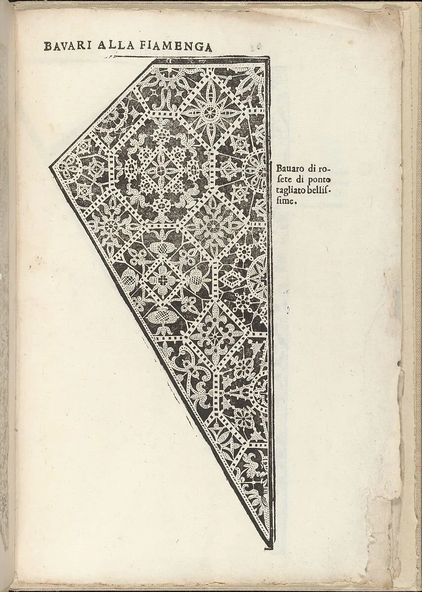 Ornamento nobile...Fatta da Lucretia Romana (Libro V of the Corona), page 12 (recto) — Alessandro de' Vecchi|Cesare Vecellio