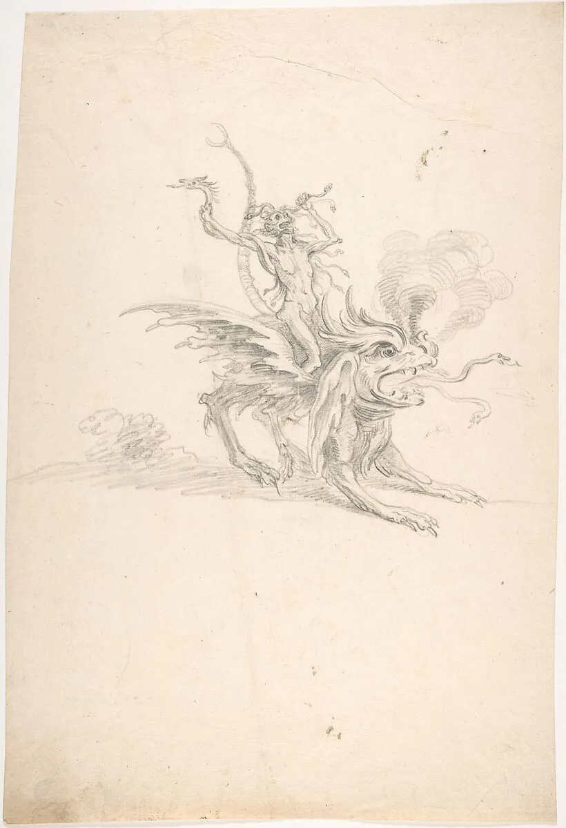 A Fury Riding on a Monster — Anonymous, Dutch, 18th century|Cornelis Saftleven