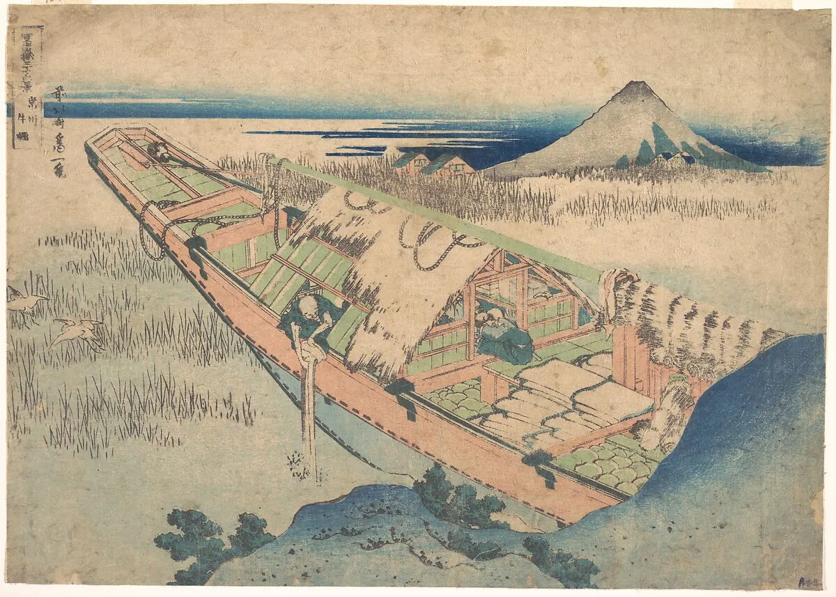 冨嶽三十六景 常州牛掘|Ushibori in Hitachi Province (Jōshū Ushibori), from the series Thirty-six Views of Mount Fuji (Fugaku sanjūrokkei) — Katsushika Hokusai
