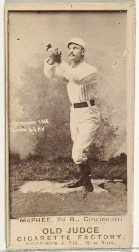John Alexander "Bid" McPhee, 2nd Base, Cincinnati, from the Old Judge series (N172) for Old Judge Cigarettes