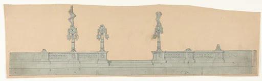 Design for a Stage Set at the Opéra, Paris: Balustrade wtih Lamp Posts