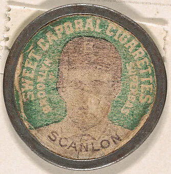 Scanlon, Brooklyn Superbas (green), from the Domino Discs series (PX7), issued by Kinney Brothers — Kinney Brothers Tobacco Company