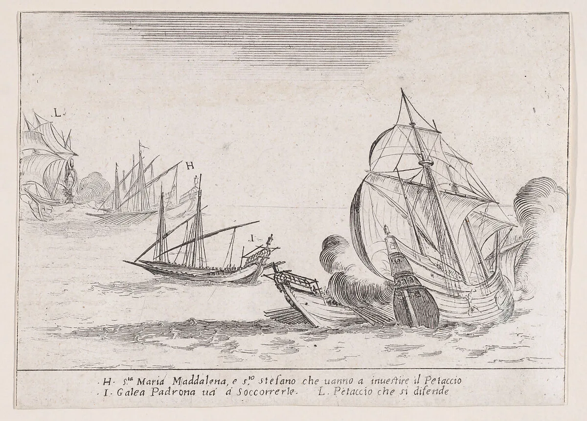 L'Abordage du Taccio (The Colission of Taccio), from Les Combats de Quatre Galères (The Battles of Four Galleys) — Jacques Callot