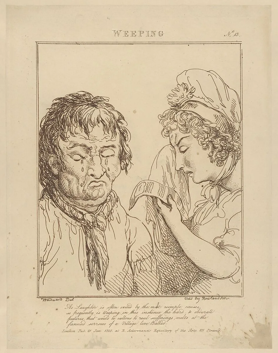 Weeping (Le Brun Travested, or Caricatures of the Passions) — Thomas Rowlandson|George Murgatroyd Woodward|Rudolph Ackermann, London