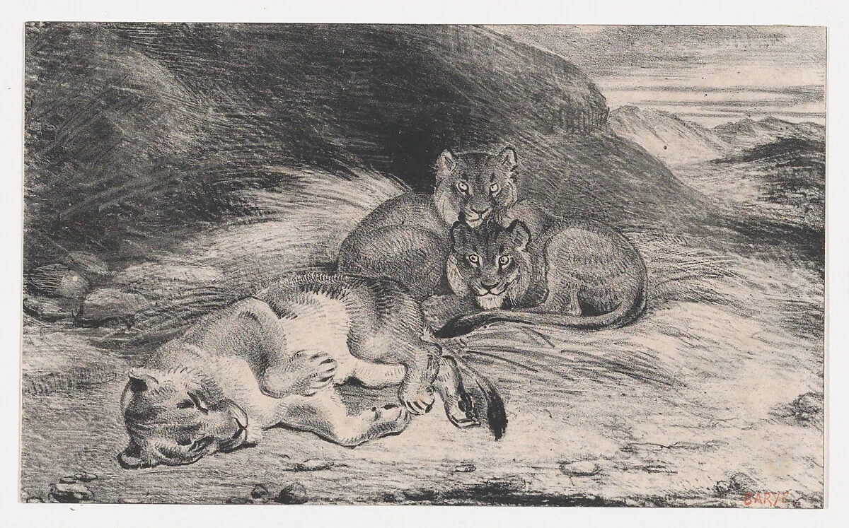 Lioness and Cubs — Antoine-Louis Barye