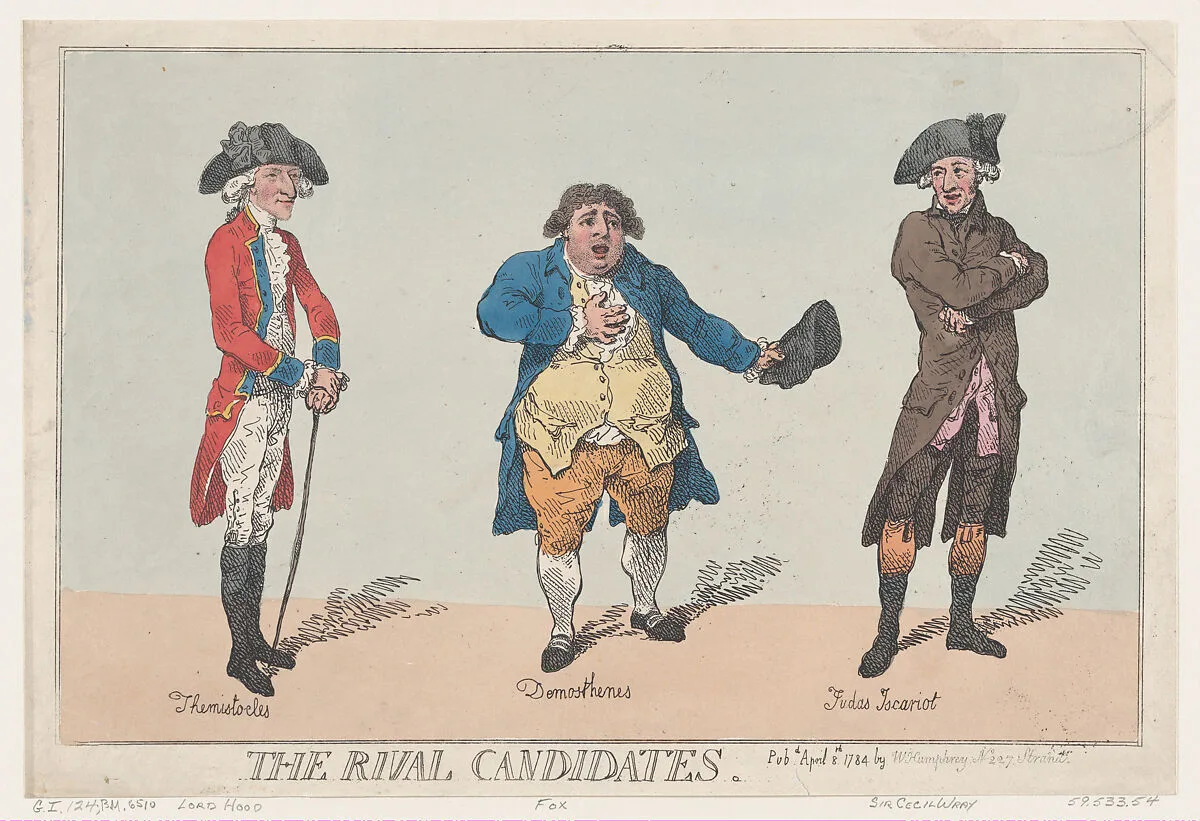 The Rival Candidates — William Humphrey|Thomas Rowlandson|Samuel Hood, 1st Viscount Hood|Charles James Fox|Sir Cecil Wray