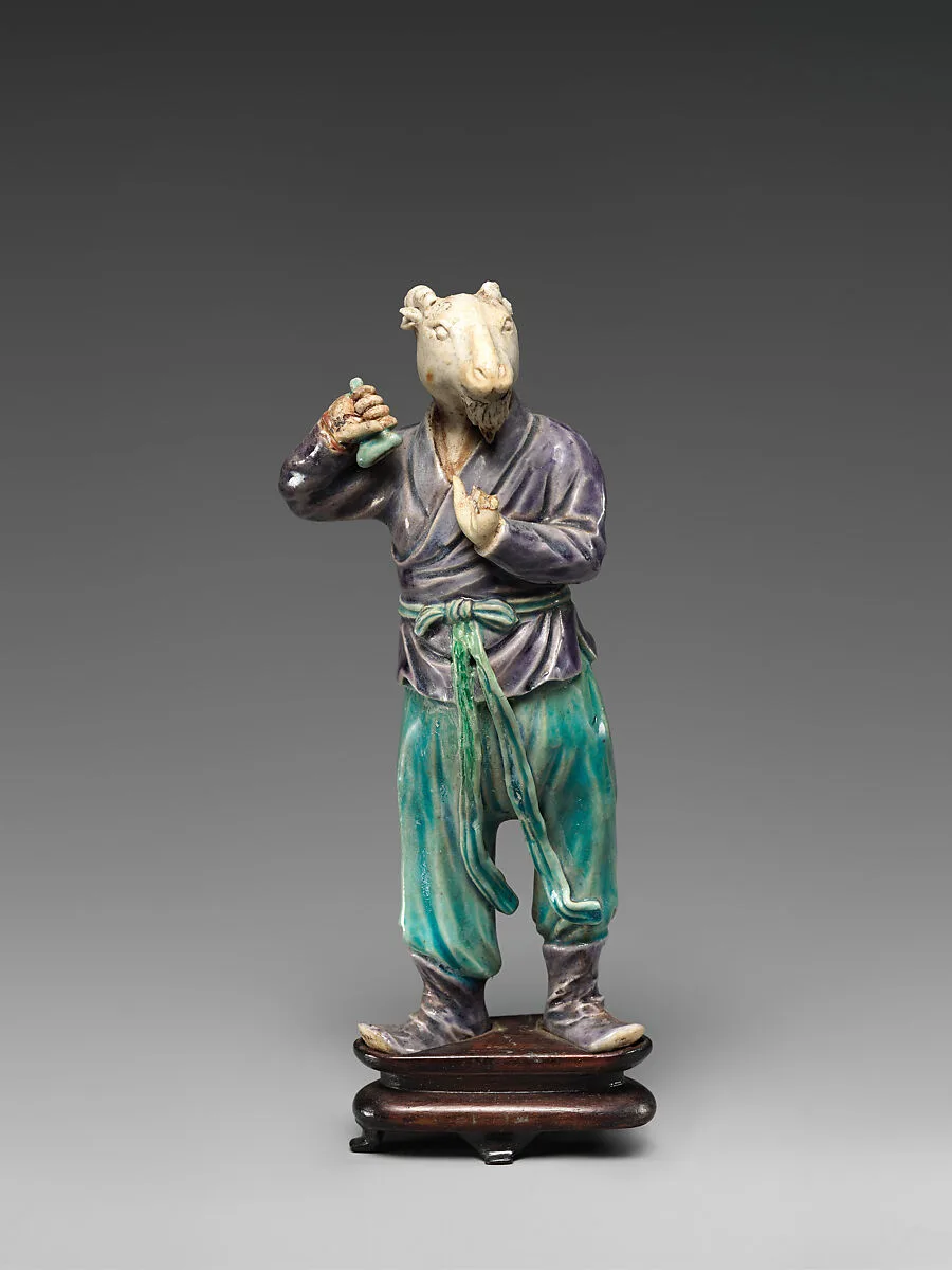 清早期 彩釉素胎生肖羊俑|Zodiac figure: goat — Unknown