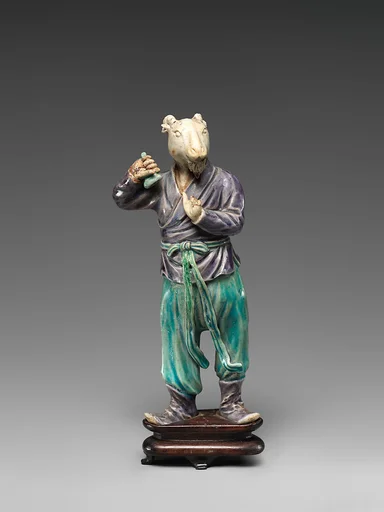 清早期 彩釉素胎生肖羊俑|Zodiac figure: goat