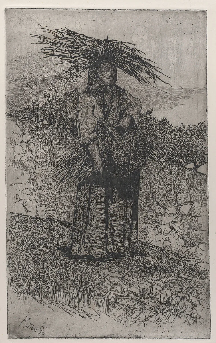 Peasant woman gathering sticks — Giovanni Fattori