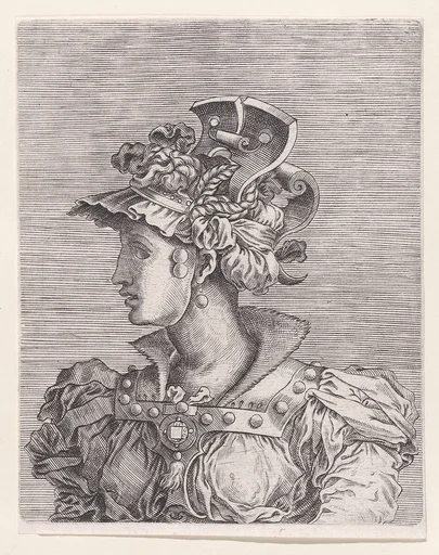 Bust of a Woman Wearing a Fantastic Head-dress and Mask