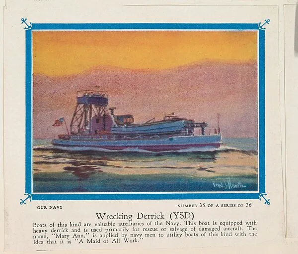No. 35, Wrecking Derrick (YSD), collector card from the Our Navy series (D62), issued by the Kelley Baking Company — Kelley Baking Company