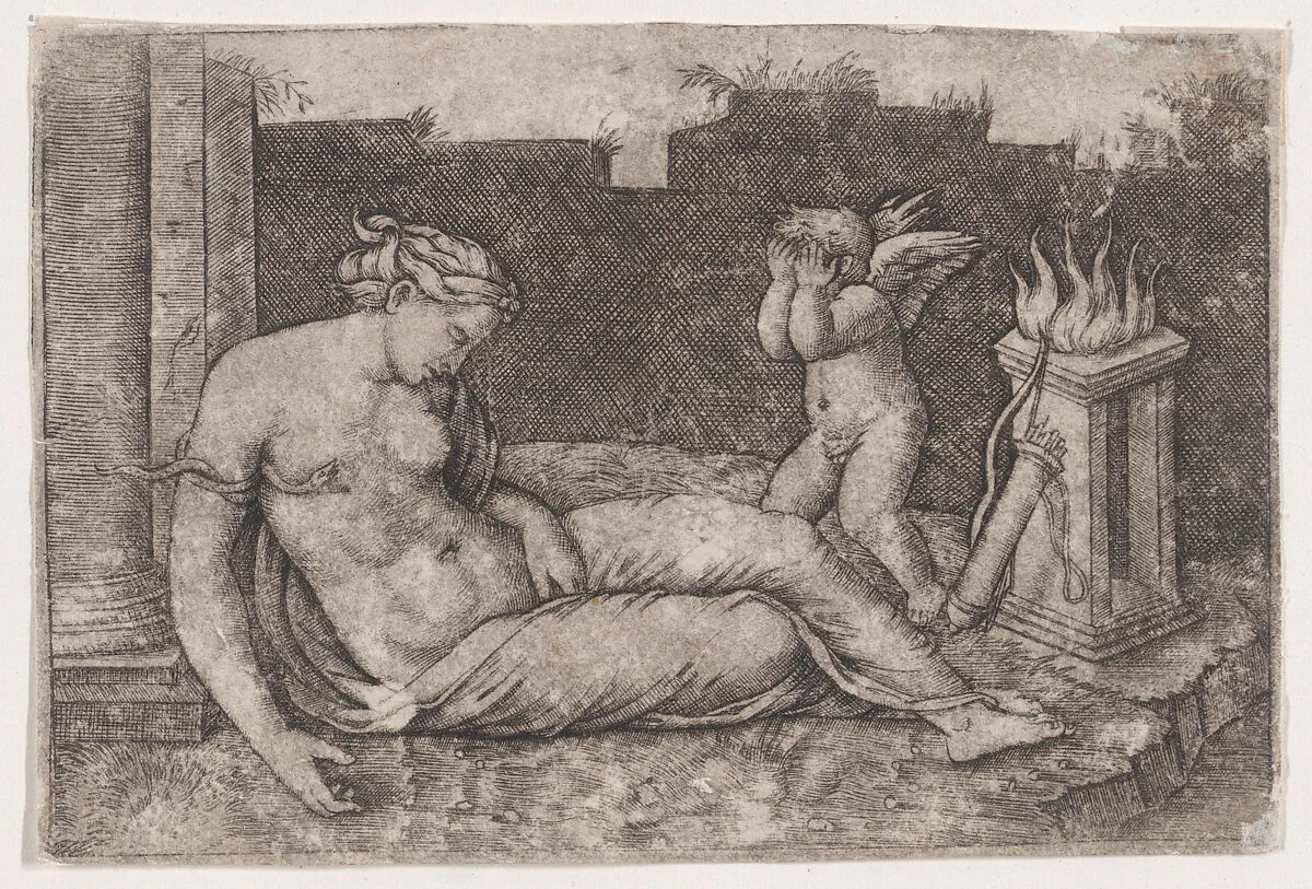 Cleopatra — Anonymous, Italian, 16th to early 17th century|Agostino Veneziano (Agostino dei Musi)