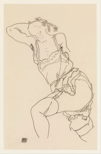 Reclining Model in Chemise and Stockings