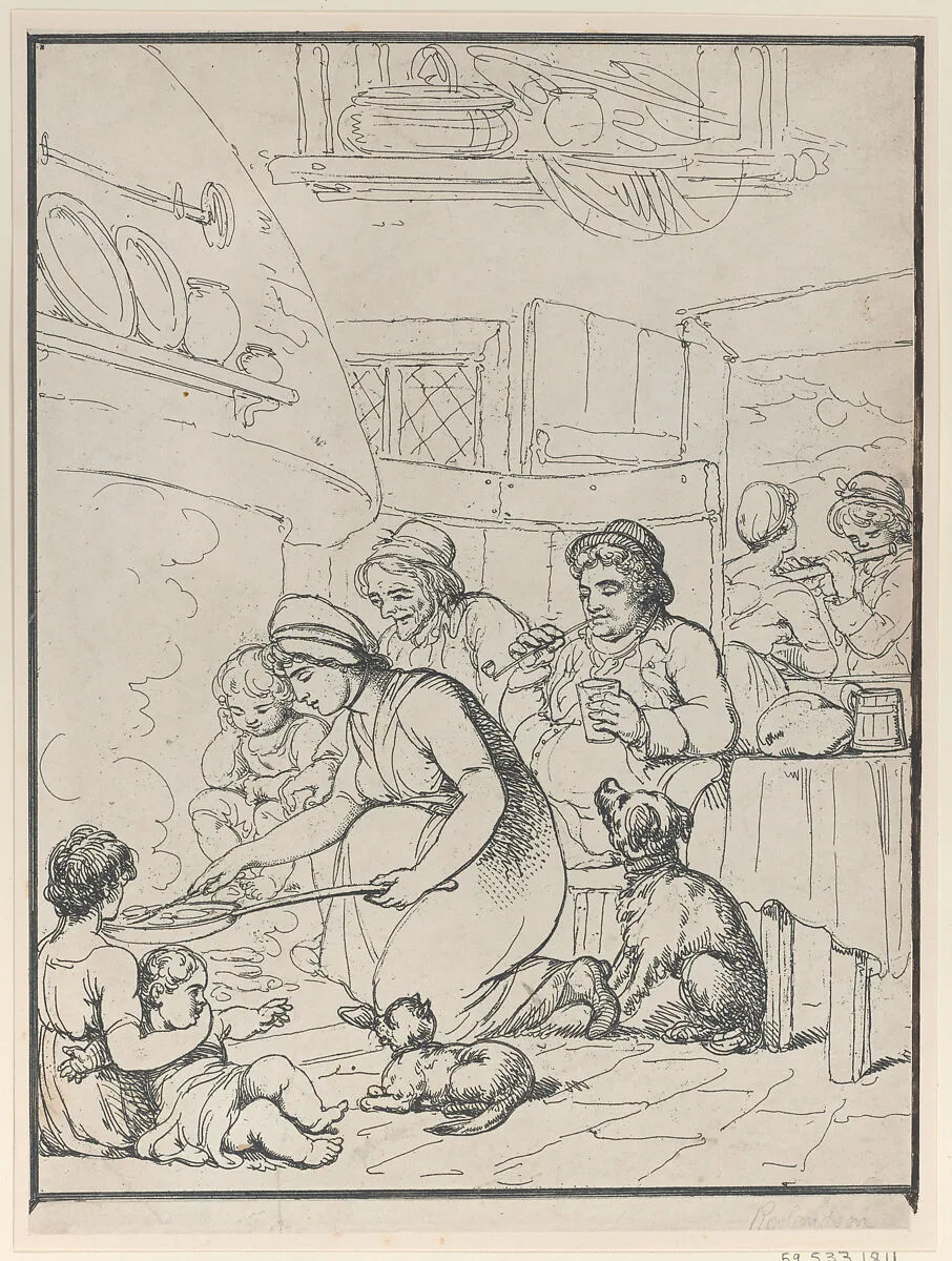 Cottagers, with Fireside — Rudolph Ackermann, London|Henri Merke|Thomas Rowlandson