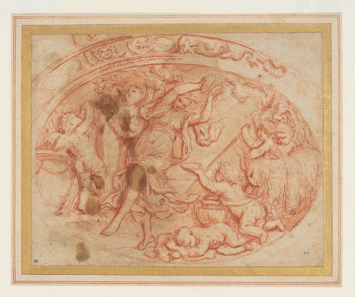 Design for the Decoration of an Oval Dish with a Bacchanal — Filippo Lauri