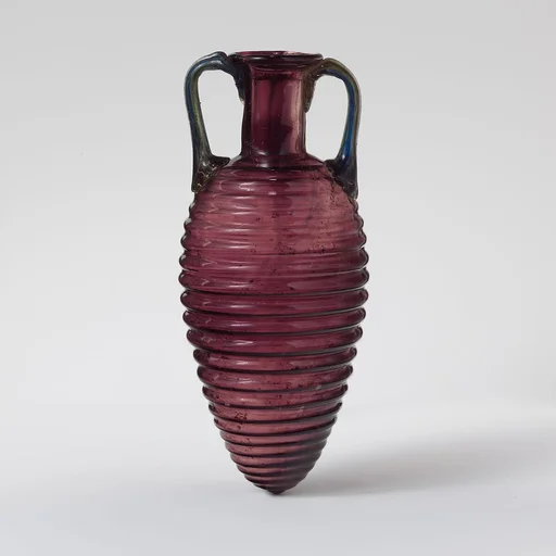 Glass amphoriskos with horizontal ribs