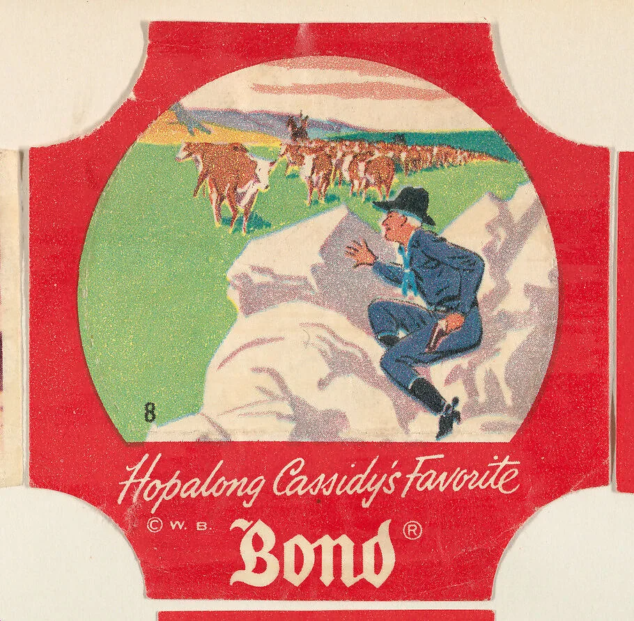 No. 8, from the Hopalong Cassidy bread labels series (D290-8) issued by Bond Bread — Warner Bros|Bond Bread