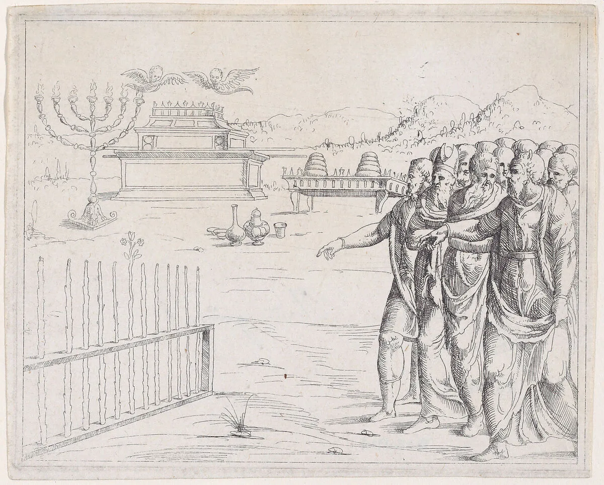 The Blossoming of Aaron's Rod, from Old and New Testaments — Augustin Hirschvogel