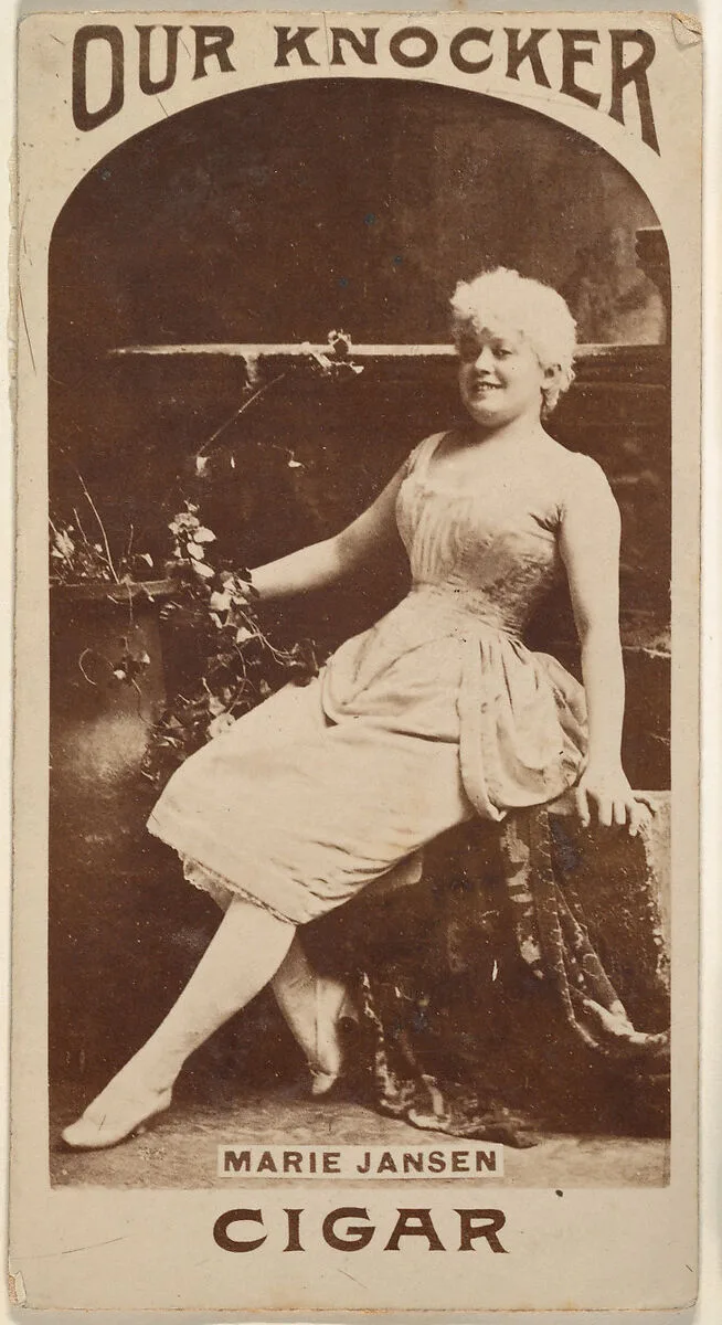 Marie Jansen, from the Actresses series (N665) promoting Our Knocker Cigars — Unknown