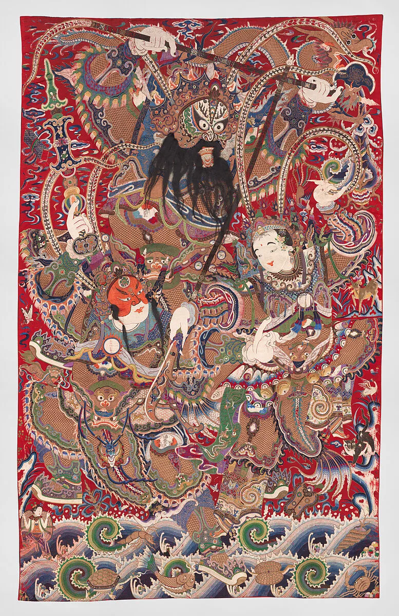 清晚期 刺繡戲劇人物掛毯|Wall hanging with scene from an opera — Unknown