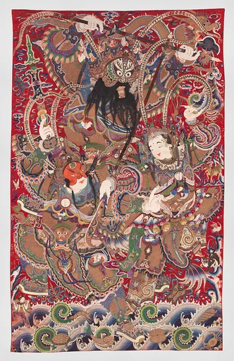 清晚期 刺繡戲劇人物掛毯|Wall hanging with scene from an opera