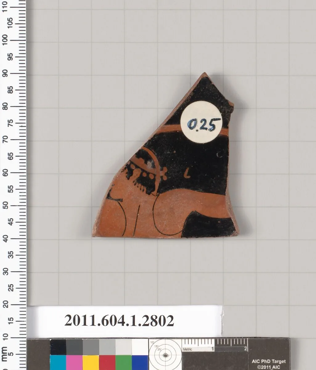 Terracotta fragment of a kylix (drinking cup) — Epeleios Painter