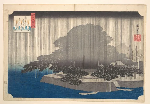 近江八景之内 唐崎夜雨|Evening Rain at Karasaki-Pine Tree