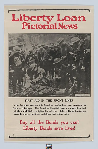 Liberty Loan pictorial news, first aid in the front lines — Committee on Public Information