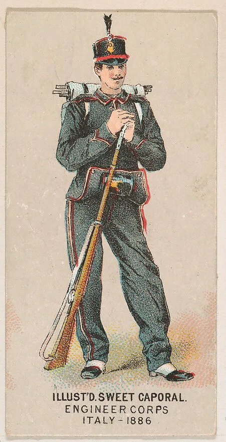 Engineer Corps, Italy, 1886, from the Military Series (N224) issued by Kinney Tobacco Company to promote Sweet Caporal Cigarettes — Kinney Brothers Tobacco Company