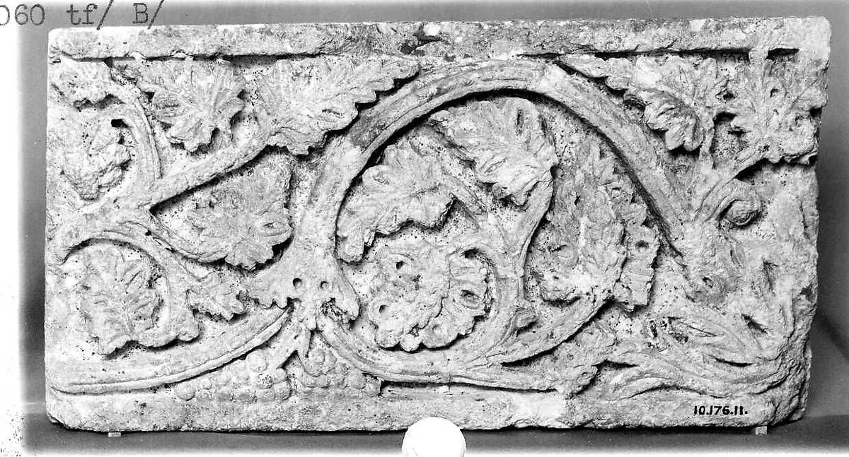 Fragment of a Frieze with Vine Scrolls Bearing Grapes — Unknown
