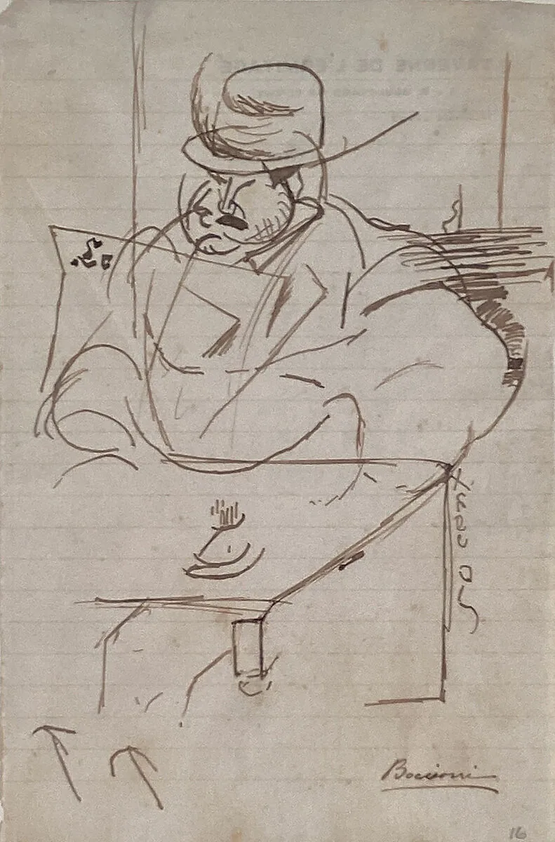 Man at a Café Table, Paris — Umberto Boccioni