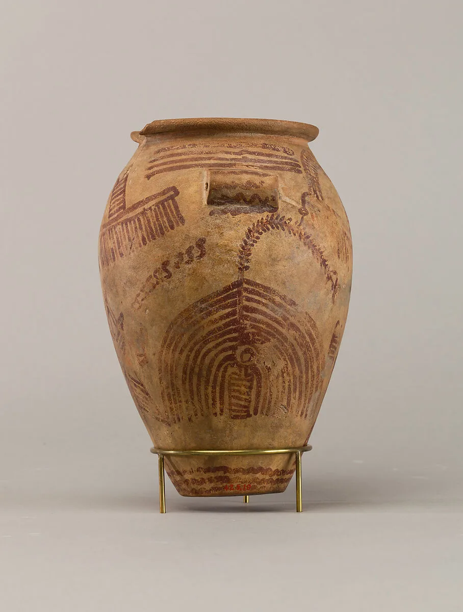 Decorated ware jar illustrating boats — Unknown