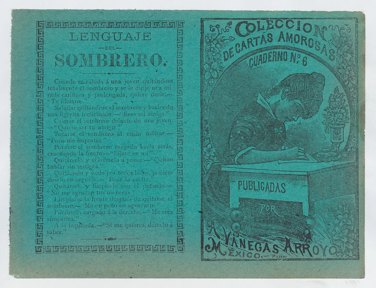 Cover for 'Coleccion de Cartas Amorosas Cuaderno No. 6', a young woman writing a letter at a desk — José Guadalupe Posada|Antonio Vanegas Arroyo