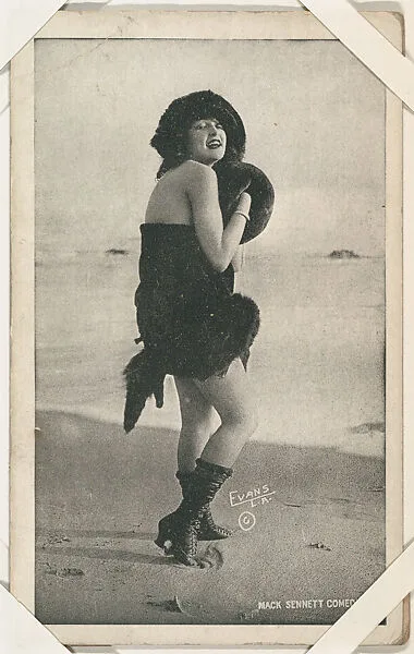 Bathing beauty in costume with fur muff from Mack Sennett Comedies Arcade series (W423) — Unknown
