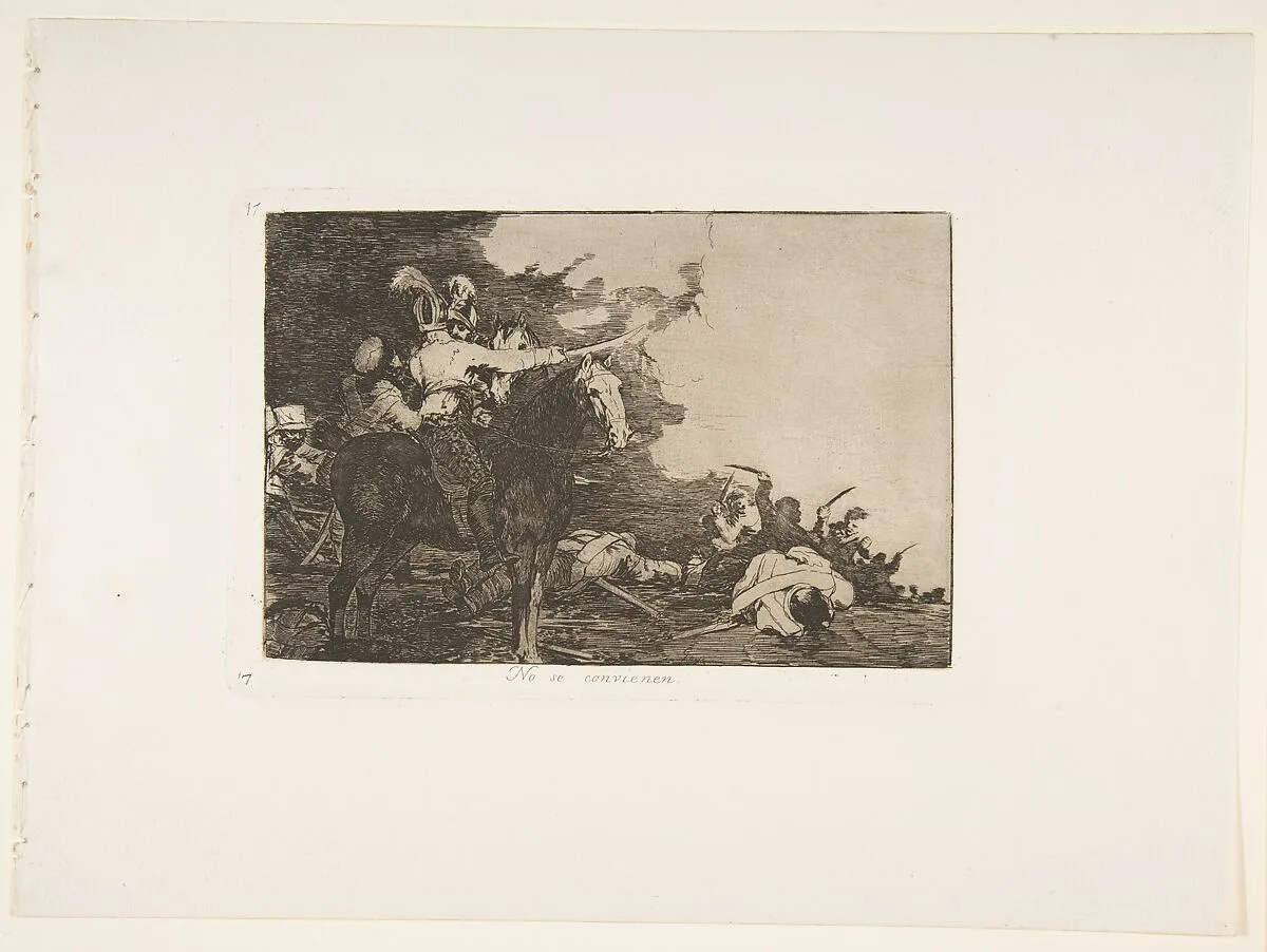 Plate 17 from "The Disasters of War" (Los Desastres de la Guerra): 'They do not agree' (No se convienen) — Goya (Francisco de Goya y Lucientes)