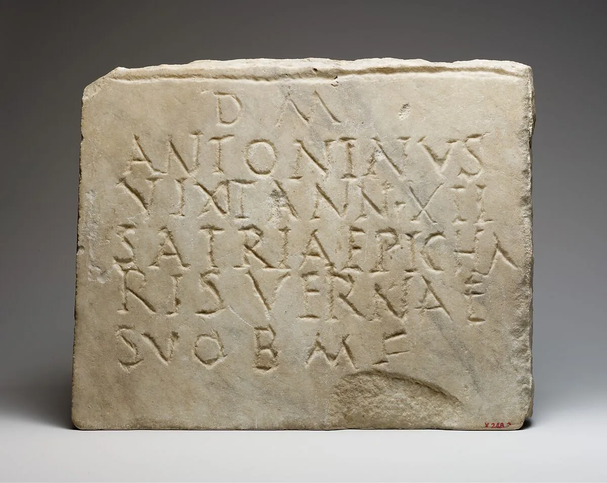 Marble funerary inscription — Unknown