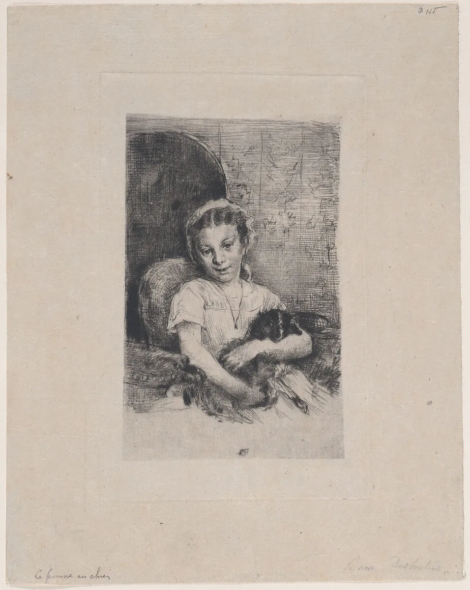 Mlle Chabot, danseuse de l'Opéra, ou Jeune fille au chien — Marcellin Desboutin